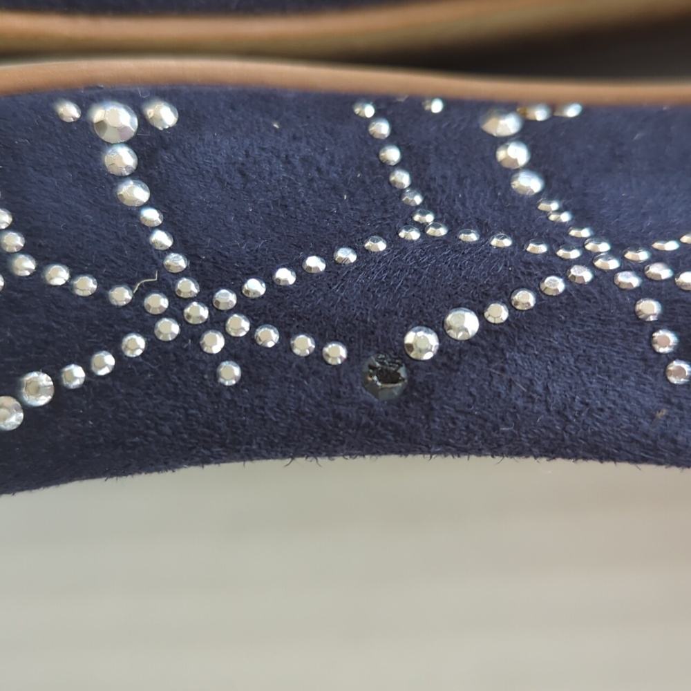 Ateliermix Studded Sequin Pointed Toe Flats 8 Blue Silver Tone Accent - Picture 11 of 16